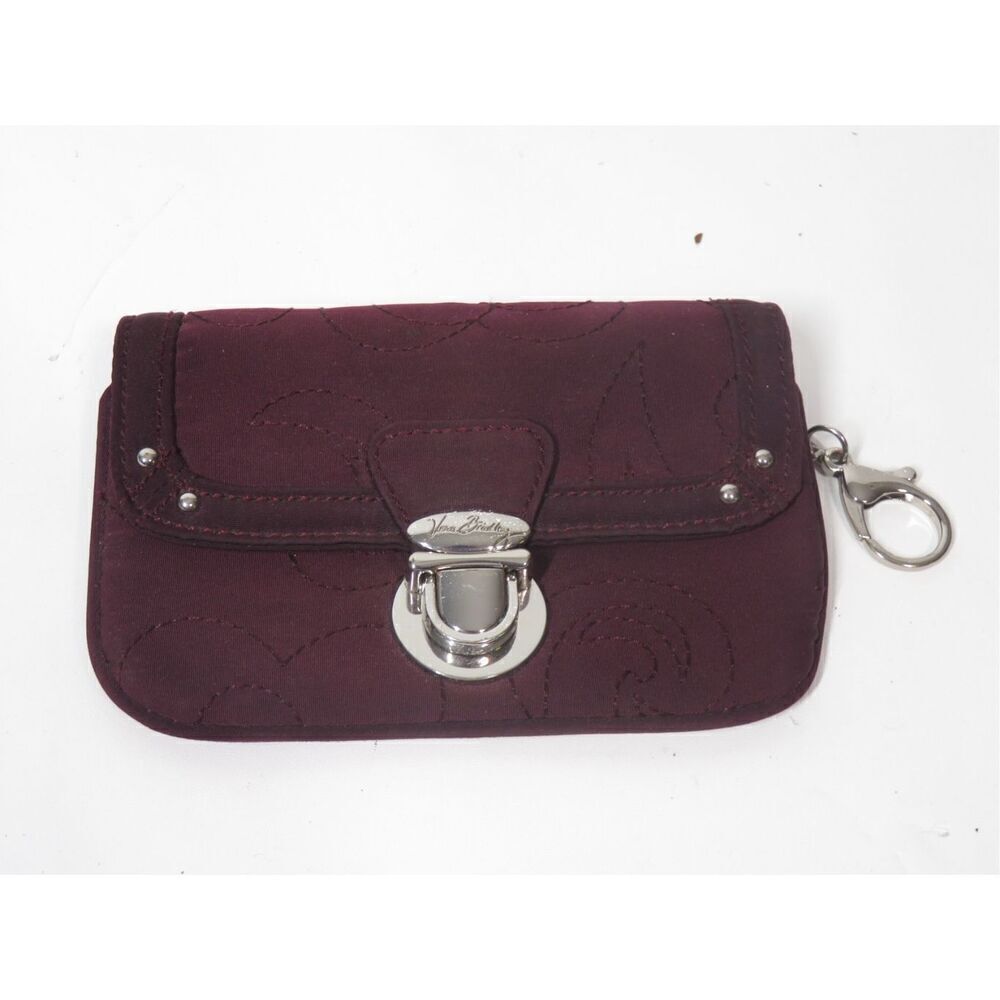 Vera Bradley Flap ID Wallet Case Lobster Clip Mini Pouch ~ Wine